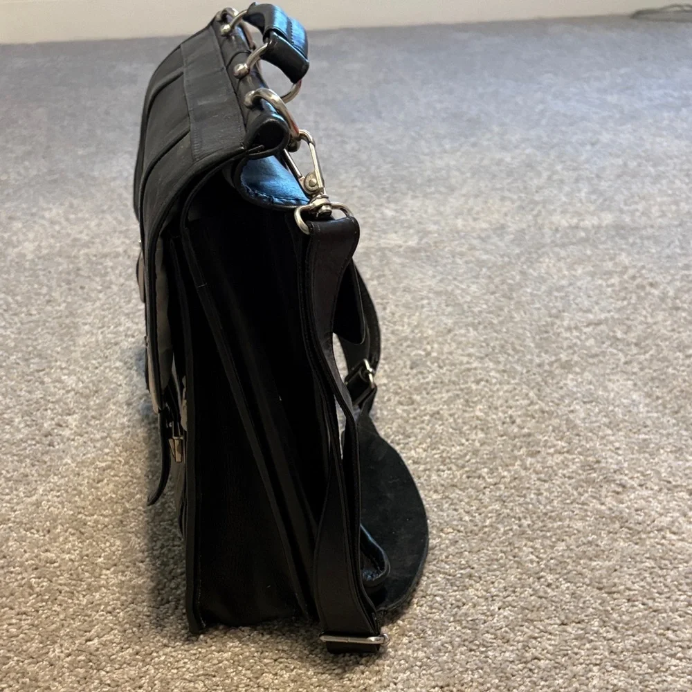 Elegant Black Leather Briefcase for Men